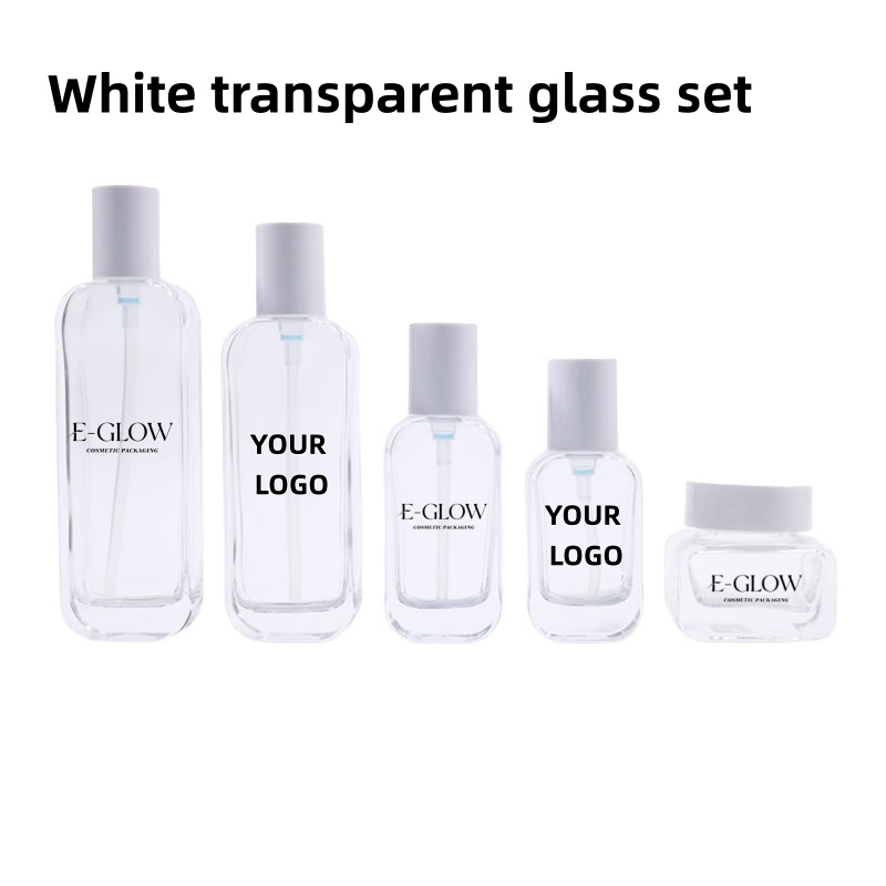 Luxury Skincare & Spa Reviews - 【ロゴカスタム】1個入り高級透明ガラススキンケアパッケージ50g 100ml化粧品容器ガラスローションボトル（ポンプ付き）