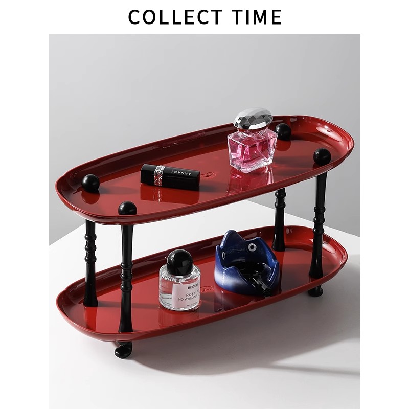 Luxury Skincare Tray - ライトラグジュアリースタイルファミリーバスルームデスクトップ二層収納ラック洗面台整理スキンケア製品香水収納トレイ