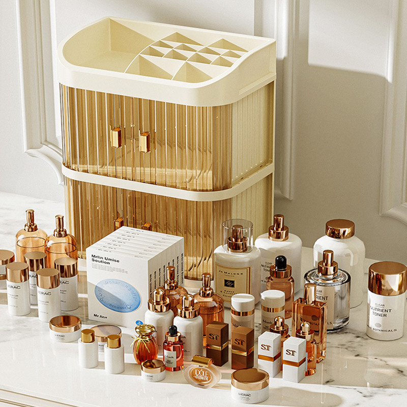 化粧品収納ボックス、デスクトップメイクアップオーガナイザー、 - Luxury Skincare Aesthetic のレビューと価格