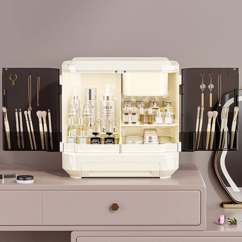 鏡付き化粧品収納ボックス、高級感のあるライトラグジュアリーシ - Luxury Skincare Tools のレビューと価格