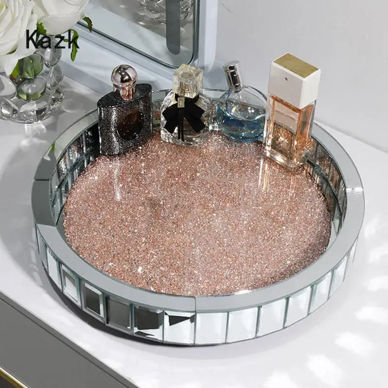 豪華なダイヤモンドインレイのガラス収納トレイ,装飾的なアクセ - Luxury Skincare Tray のレビューと価格