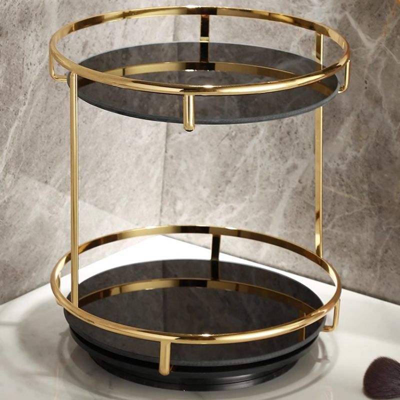 真鍮二層香水収納トレイ回転バスルームオーガナイザースキンケア - Luxury Skincare Tray のレビューと価格