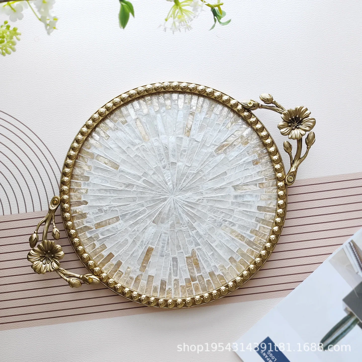 b7- 新しい中国風レトロな軽贅沢シェル装飾トレイ デスクト - Luxury Skincare Tray のレビューと価格