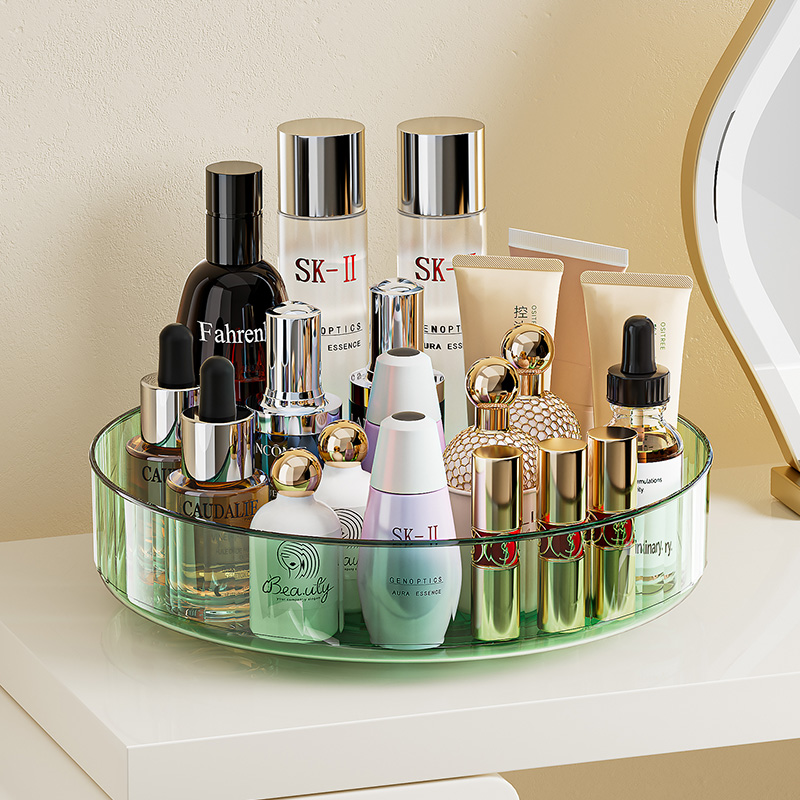 高級回転式香水オーガナイザー（ドレッサー用）PET製コスメ収 - Luxury Skincare Tray のレビューと価格